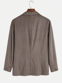 Manfinity Mode Men Striped Print Lapel Neck Blazer Without Tee - Coffee Brown - View 2