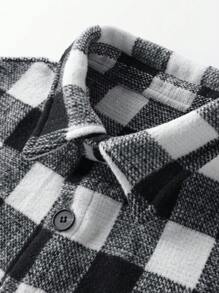 Manfinity Hypemode Men Buffalo Plaid Pocket Front Shacket - Black and White - View 3