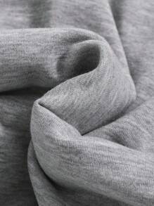 SHEIN Áo nỉ lót lông gấu bông in hình trái tim dành cho bé gái tuổi teen - Màu Xám nhạt - Xem 4