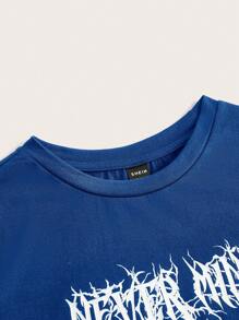 SHEIN Coolane Letter Graphic Crop Tee - Blue - View 4