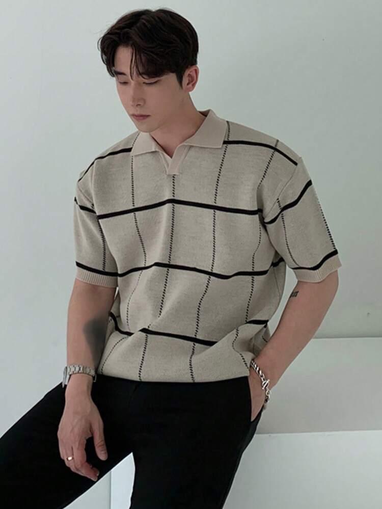 Men Plaid Pattern Polo Shirt