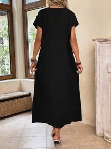 EMERY ROSE Vestido túnico unicolor de manga murciélago