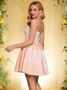 ANGEL FASHIONS Contrast Sequin Tube Dress - Champagne - View 2