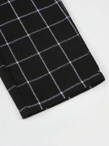 男士2入組格紋印花睡褲 - 黑與白 - 查看 6