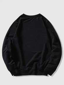 ROMWE MEN Goth 男款骷髏與字母圖案的運動衫 - 黑色 - 查看 2