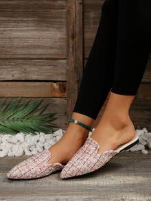 Fashionable Women's Pointed Toe Mules, Square Heel Slip-on Loafers For Spring And Autumn - Multicolor - View 3