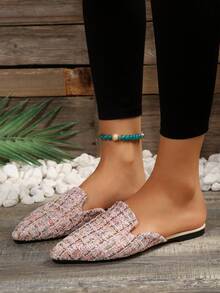 Fashionable Women's Pointed Toe Mules, Square Heel Slip-on Loafers For Spring And Autumn - Multicolor - View 2