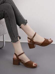 白色高跟涼鞋,舒服的&多用途,夏天新品到貨 - 棕色 - 查看 6