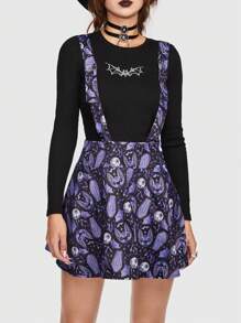 Sonchs Curiosities Goth Allover Print Suspender Skirt - Multicolor - View 2