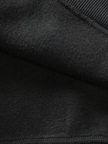 Manfinity Homme 男士標語圖案袋鼠口袋抽繩連帽衫 - 黑色 - 查看 3