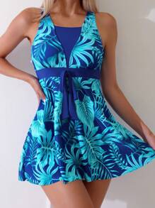 热带印花比基尼套装，适合夏季海滩度假 - 藍色 - 查看 8