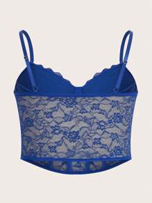 SHEIN ICON 大碼蕾絲吊帶上衣 - 寶藍色 - 查看 2