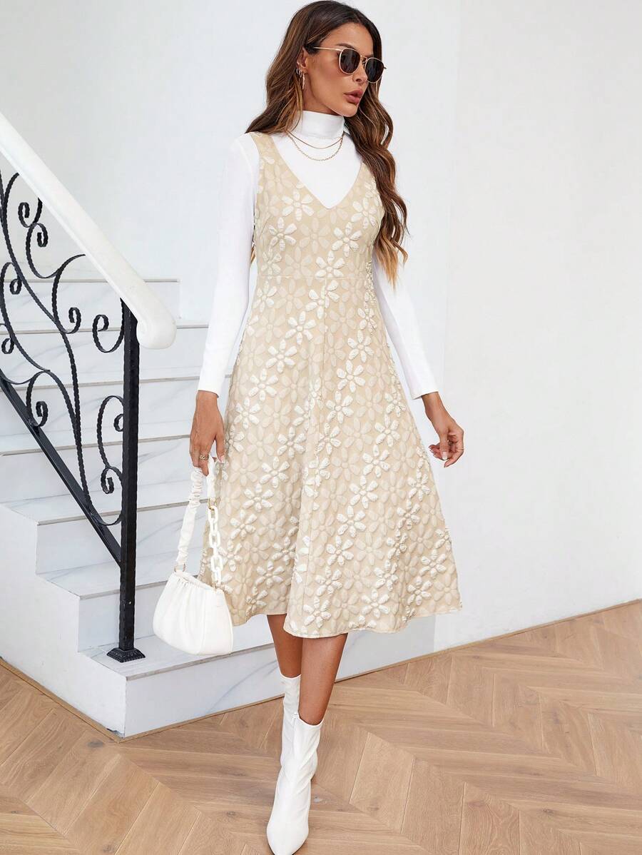 SHEIN Clasi 提花背帶洋裝無毛衣