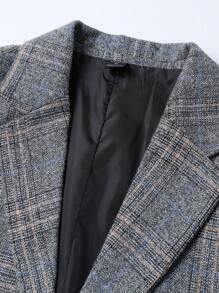 Manfinity Mode Nam 1 Miếng Kẻ sọc Cổ bẻ Áo vest & 1 Miếng Quần tây - Xám - Xem 4