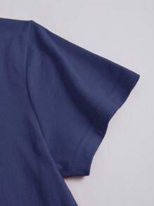 INAWLY Astronaut And Letter Graphic Tee Graphic Tees Women Tops - Navy Blue - View 6