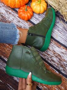 女性時尚舒服的透氣綠色靴子適用於戶外穿戴