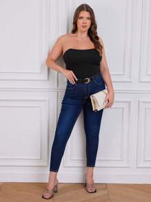 RueChic Plus Solid Tube Top - Black - View 5