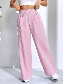 SHEIN EZwear Striped Print Wide Leg Pants - Multicolor - View 4