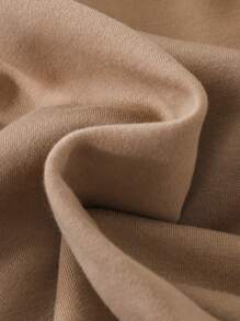 SHEIN Thiếu niên cô gái Bản vá Gấu Sọc trang trí Thả vai Áo khoác Đại học Không có áo Top Tube - Màu Khaki - Xem 4