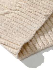 男士麻花編織條紋飾邊開襟衫 - 米色 - 查看 3