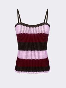Flirla Top tejido de tirantes de color combinado