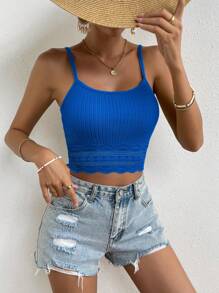 Chiquease Contrast Lace Cami Top - Royal Blue - View 4