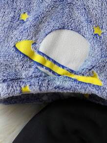 SHEIN Baby Girl Reflective Planet Print Half Zip Teddy Sweatshirt & Pants - Multicolor - View 9