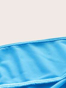 SHEIN ICON 性感木耳邊 褶邊 後系帶純色女士背心 - 薄荷藍 - 查看 4