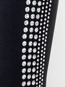 SHEIN SXY Rhinestone Chi tiết Nàng tiên cá Hem Váy dây - màu đen - Xem 6