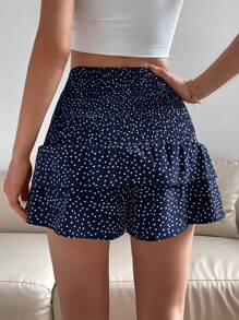 Chiquease 波點圖案荷葉邊短褲 - 藏蓝色 - 查看 2