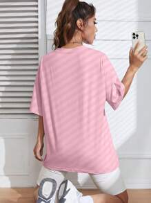 SHEIN EZwear 素色落肩T恤