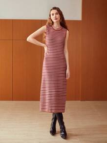 MOTF PREMIUM Sọc Giữa chiều dài Đầm Áo len Không có thắt lưng - Nhiều màu - Xem 5