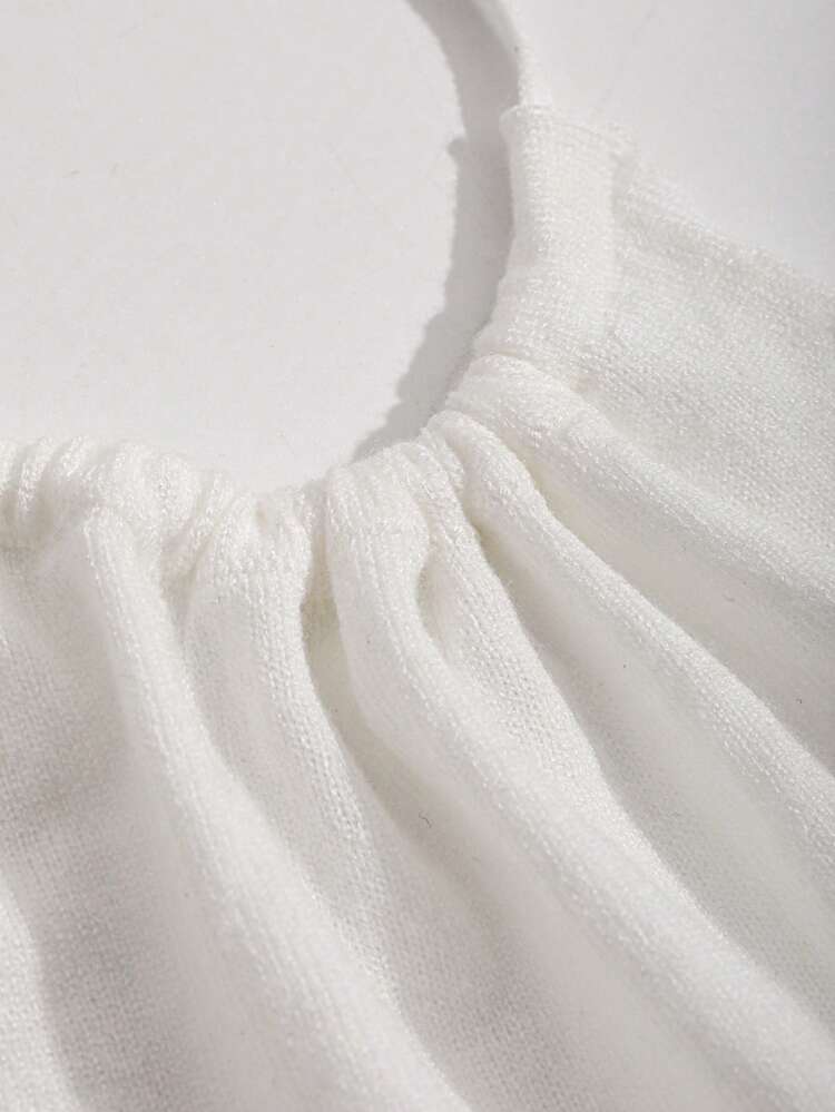 Solid Halter Neck Backless Knit Top Fall
