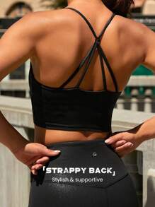 GLOWMODE Foiled Leather Effect Bra Tank - Black - View 2