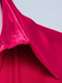 Hauture Plus Corset Wide Leg Satin Jumpsuit - Hot Pink - View 6