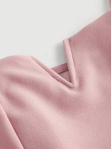 SHEIN MOD Top unicolor crop correa ancha & Pantalones de pierna ancha - Rosa vieja - Ver 3