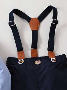 Souflis Souflis 男婴领结衬衫和围兜裤套装