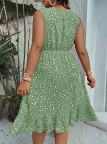 Sunnyshic 大碼波點圖案荷葉邊洋裝 - 彩色 - 查看 2