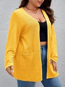 SHEIN Essnce Plus Dual Pocket Open Front Coat