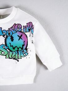 Baby Boy Cartoon & Letter Graphic Sweatshirt & Sweatpants - White - View 5