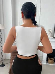 SHEIN SXY Solid Crop Tank Top - White - View 2