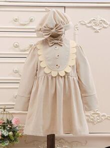 SHEIN Jeune Fille Festonné À Nœud Papillon Robe & Chapeau