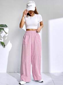 SHEIN EZwear Striped Print Wide Leg Pants - Multicolor - View 7