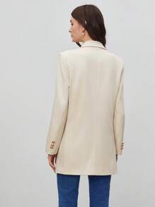 BizChic 西裝領雙排釦西裝外套 - 卡其色 - 查看 4