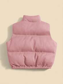 Baby Girl 1pc Zipper Front Vest Padded Coat,In Fall/Winter - Dusty Pink - View 2
