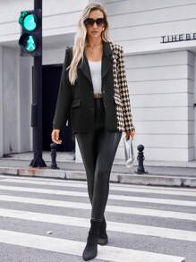 SHEIN Privé Bàn cờ In Cổ áo Áo vest - Nhiều màu - Xem 3