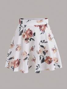 SHEIN Unity 印花喇叭半身裙 - 白色 - 查看 1