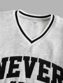 SHEIN 男大童字母圖案二合一套頭衫 - 淺灰色 - 查看 6