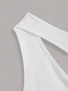 SHEIN ICON 單肩鏤空短款上衣 - 白色 - 查看 3