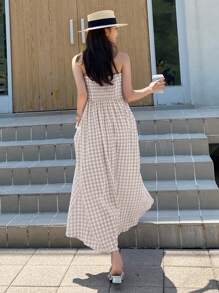 DAZY Gingham Print Tube Dress - Yellow - View 3